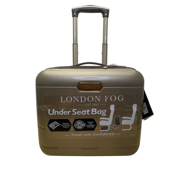 London Fog Men’s Champagne Brown Hardside Under Seat Rolling Travel Luggage - Picture 1 of 10